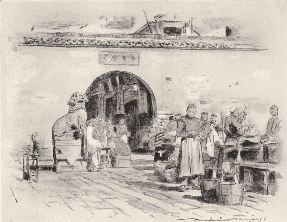 CHINA. In the City of Shanghai 1920 old antique vintage print picture